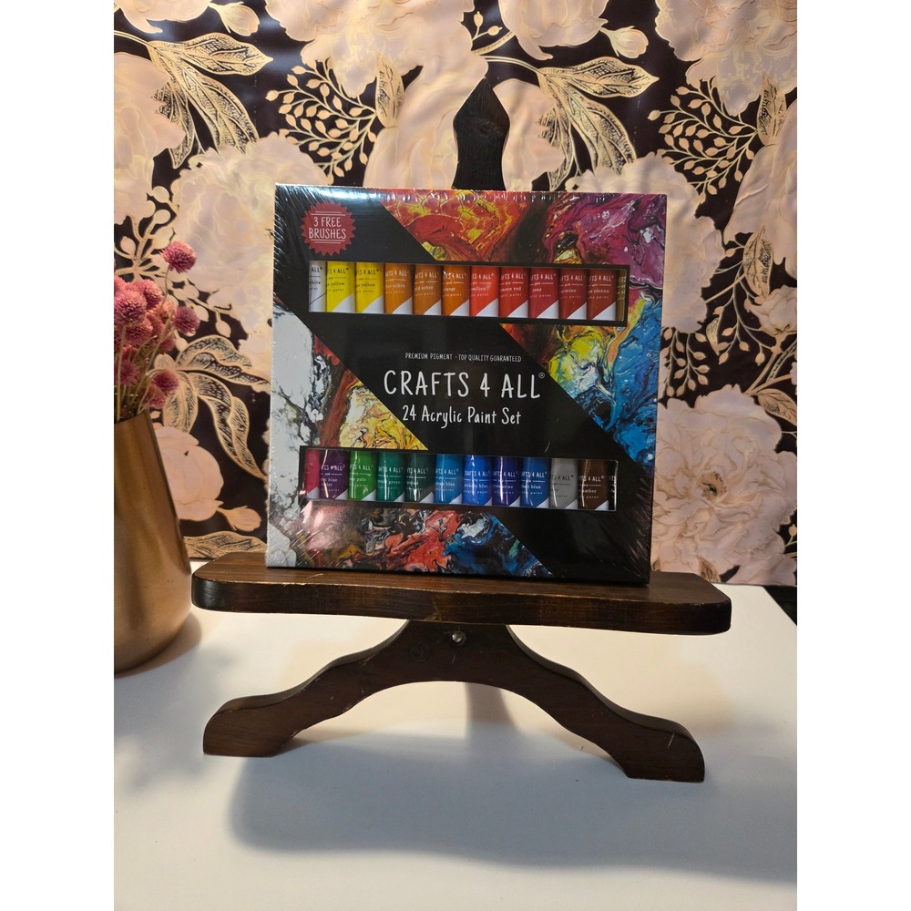 CRAFTS 4 ALL‎ 24 Acrylic Paint Set with 3 Free Brushes New Unopened